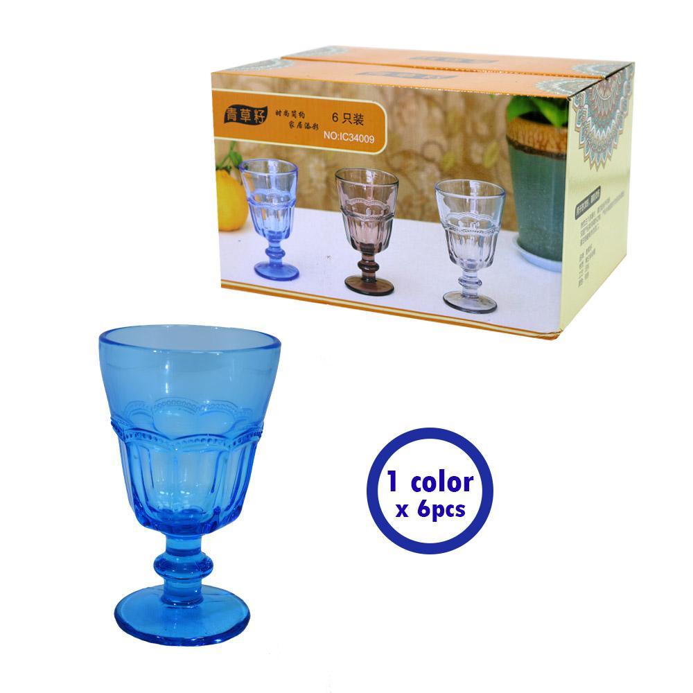 Set Of 6 Colored Glass Goblets