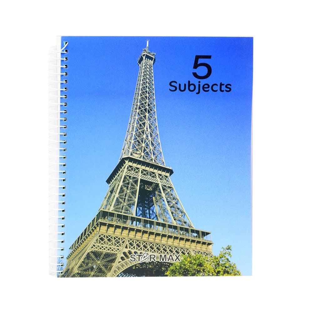 Star Max 5 subjects Copybook A4 - 120 sheets - 240 pages - SeyesEiffel Tower