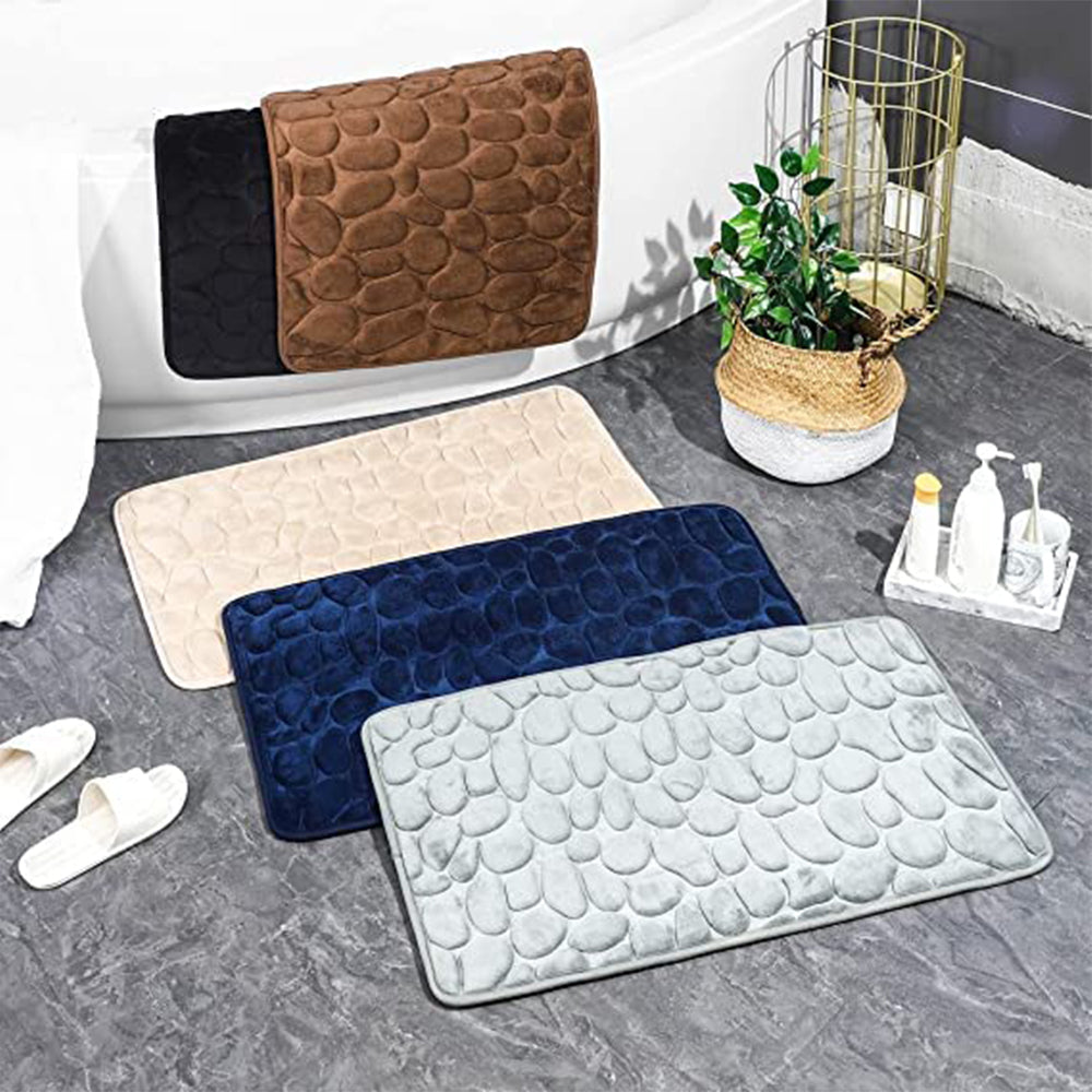 Tan Rugs for Bathroom Floor Non Slip Bath Mat Thick Soft Memory Foam Carpet 40 x 60 cmGrey