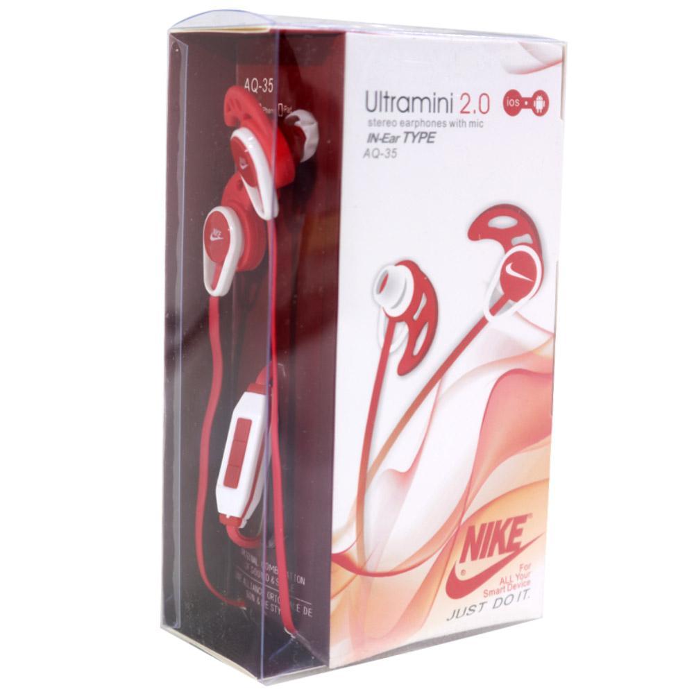 Ultra Mini 2.0 stereo earphones with mic in ear type AQ-35 NIKERed