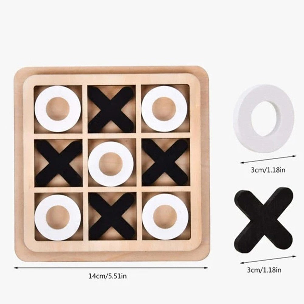 Wooden Tic Tac Toe PuzzleBlack And White