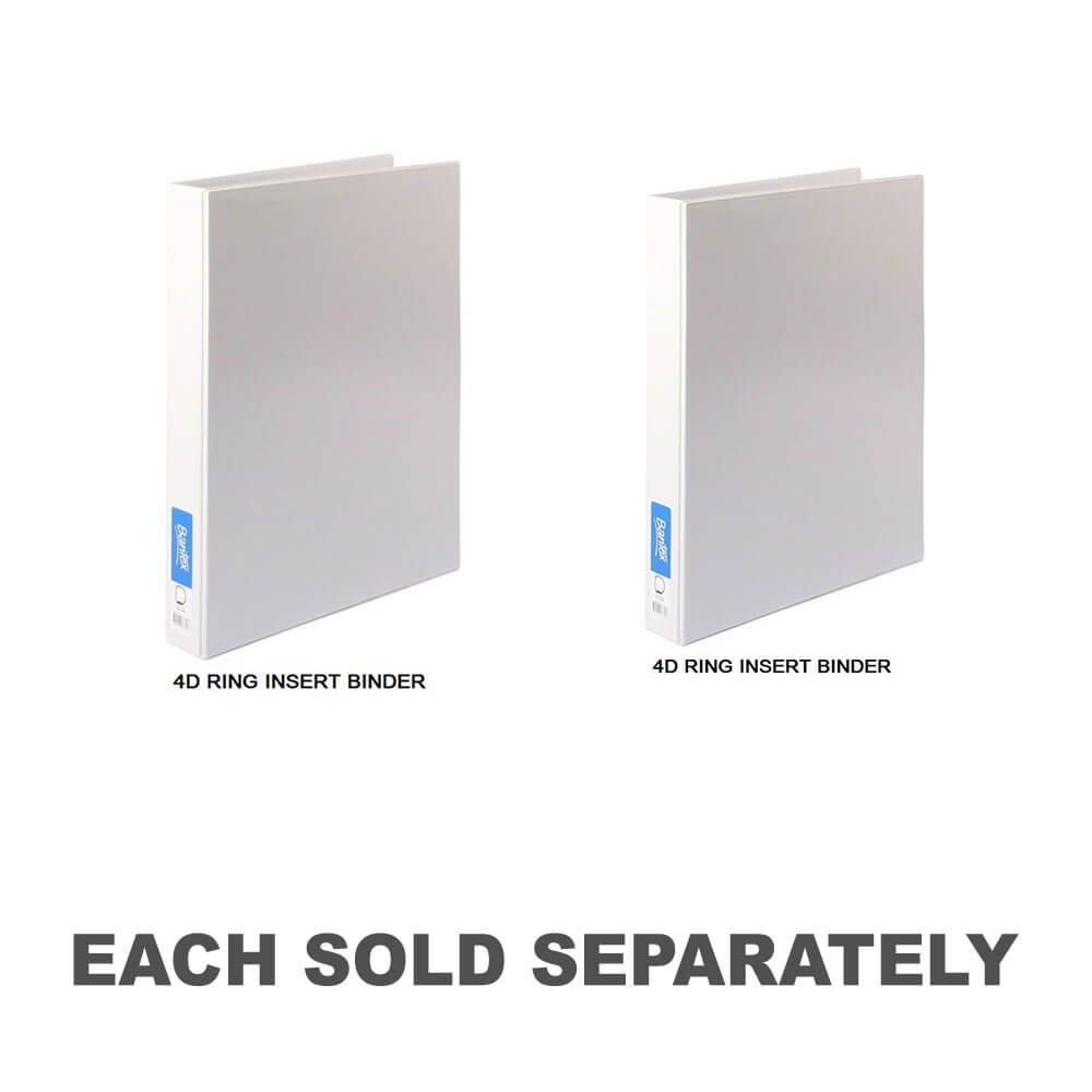 Bantex 4 D-Ring Insert Binder White 38mm A3Landscape