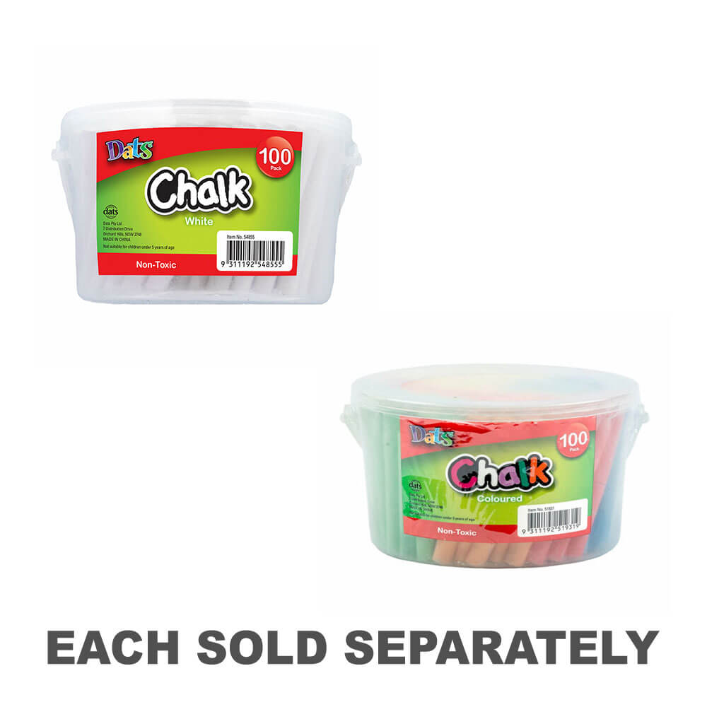 Dats Non-toxic Bucket Chalk (100pk)Coloured