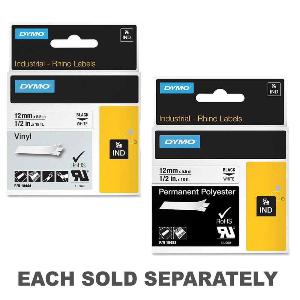 Dymo Tape Label White (12mmx5.5m)Polyester