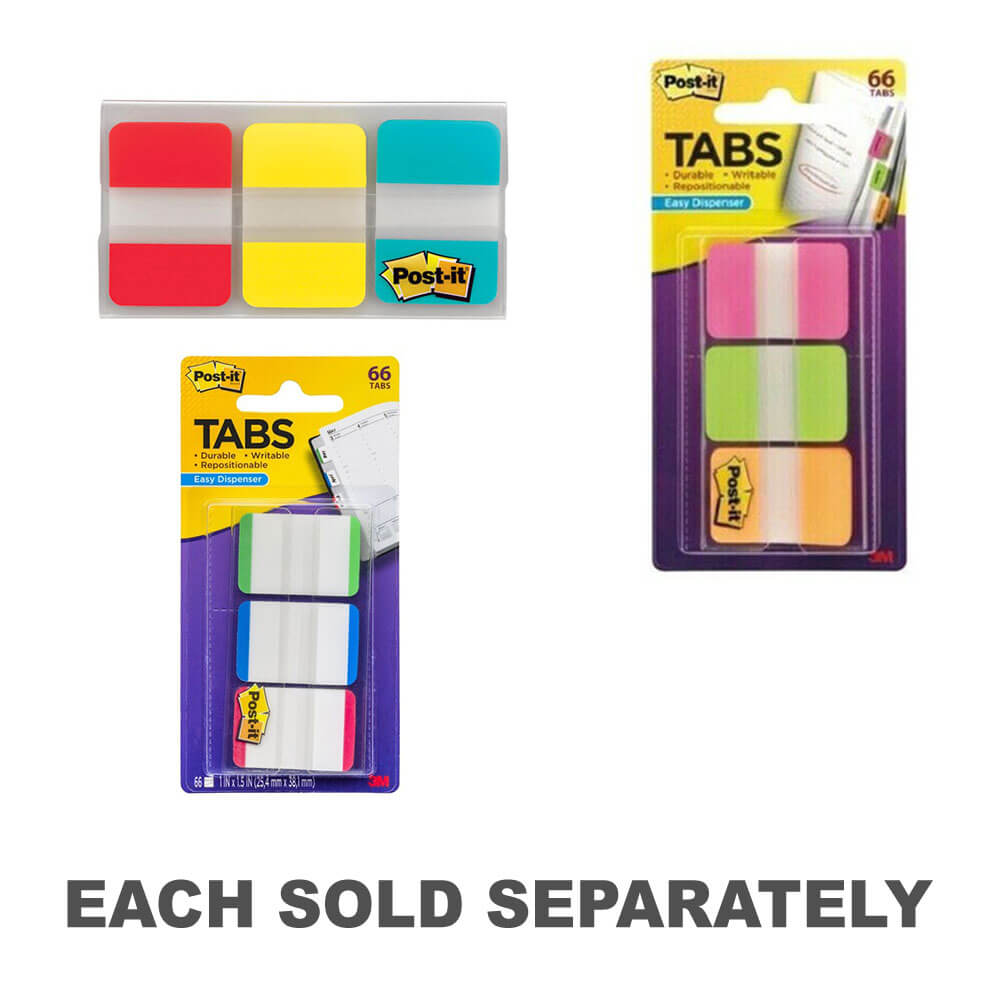 Post-it File Tabs 66pkGreen/Blue/Red