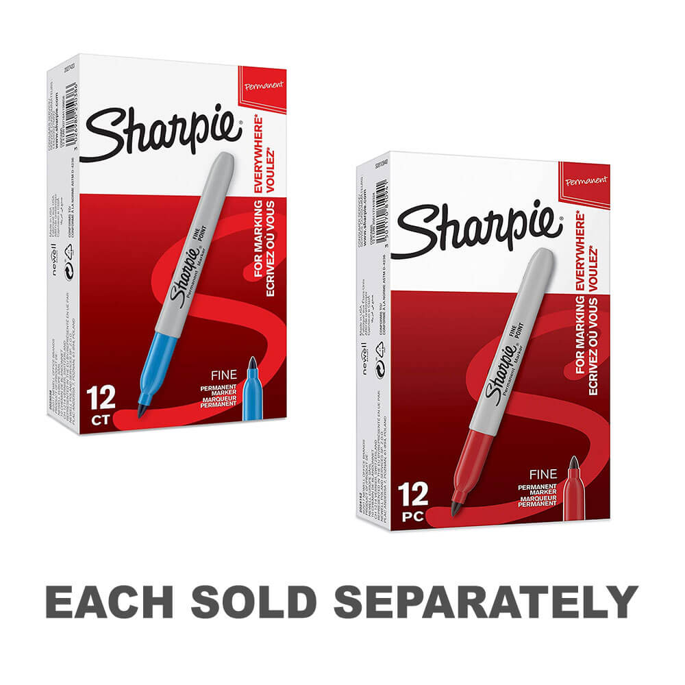 Sharpie Permanent Fine Marker 1.0mm (12pk)Red