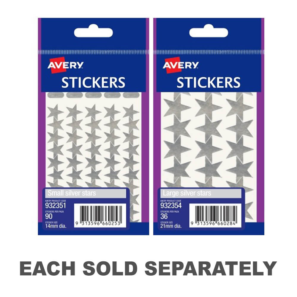 Avery F/P Silver Stars Label (Pack of 10)Large