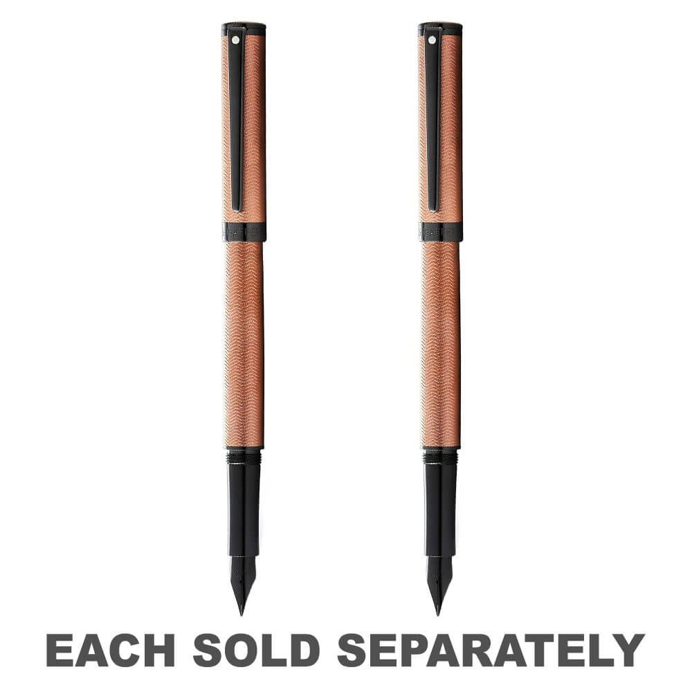 Intensity Engraved Bronze Fountain Pen w/ Black TrimMdium