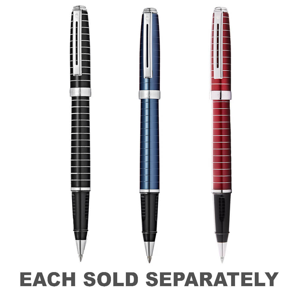 Prelude Rollerball Pen with Engraved LinesCobalt Blue PVD