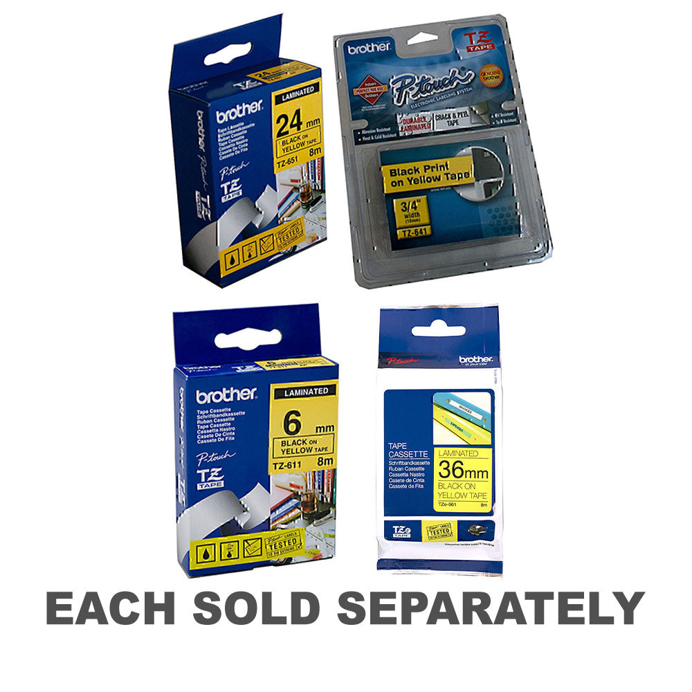 Brother Laminated Black on Yellow Labelling Tape18mm