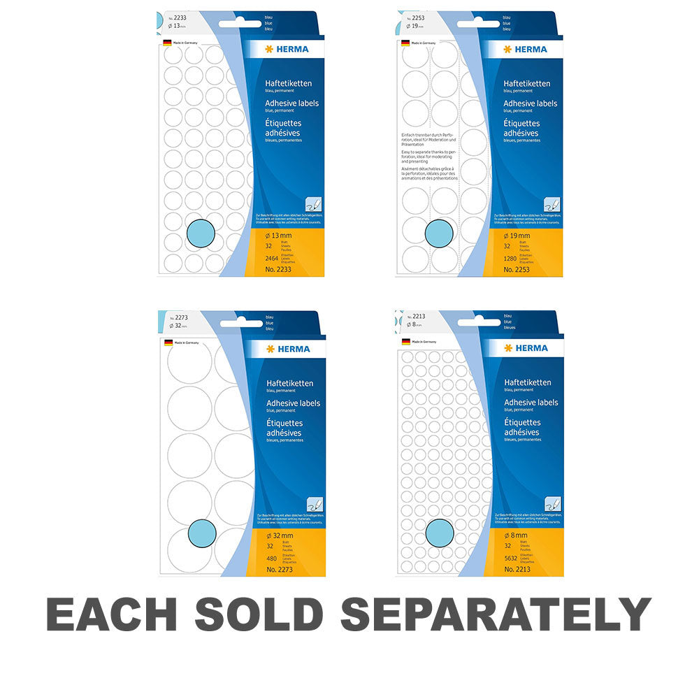 Herma Coloured Adhesive Dot Labels (Blue)13mm