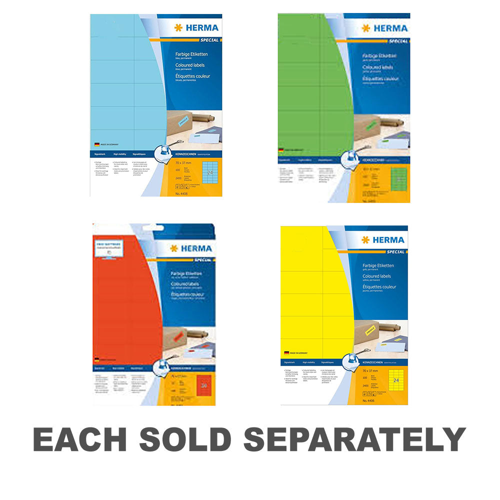 Herma Coloured Labels A4 100pc (70x37mm)Blue
