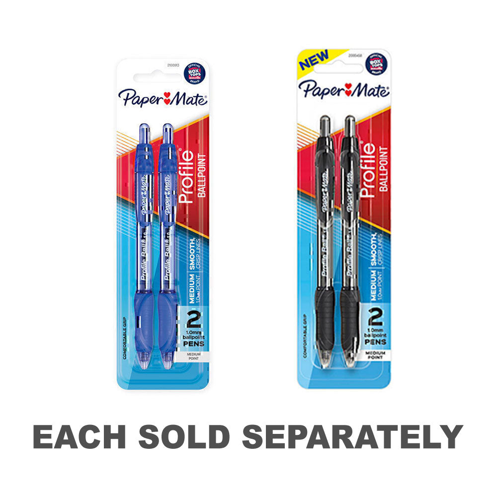 PM Profile Retractable Ballpen 1.0mm 2pk (Box of 6)Black