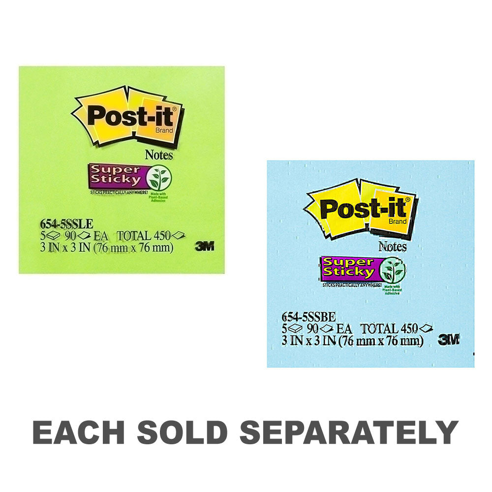 Post-It 76x76mm Super Sticky Notes (Box of 4)Blue