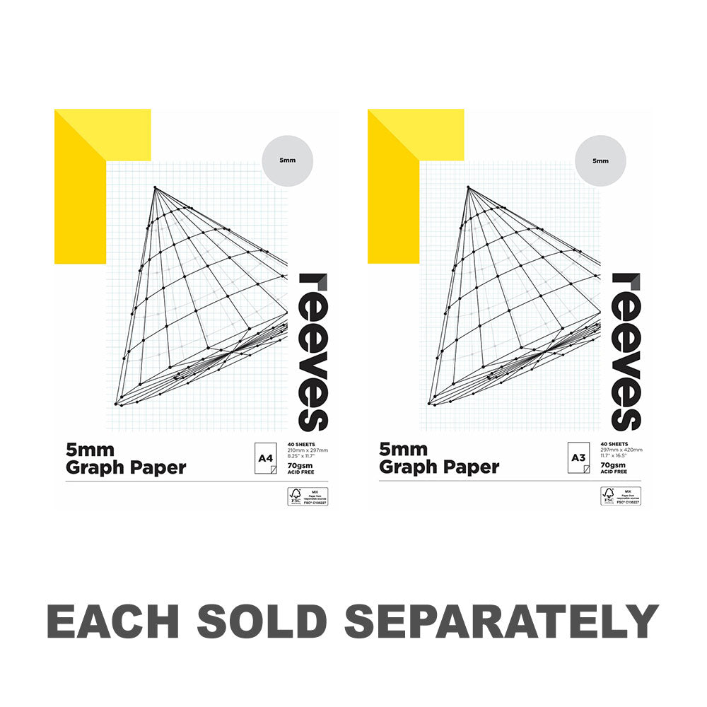 Reeves 70gsm 5mm Graph Paper Pad (40 Sheets)A3