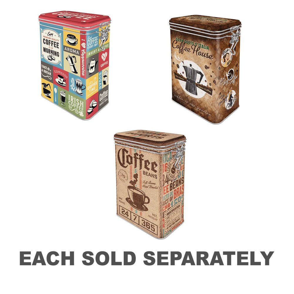 Coffee Theme Clip Top Tin (7.5x11x17.5cm)Collage