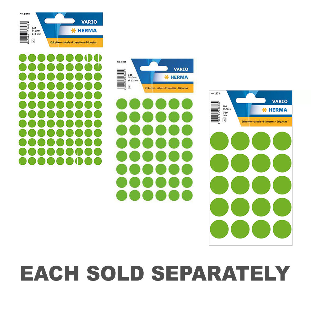 Herma Luminous Round Sticker Labels (Green)8mm