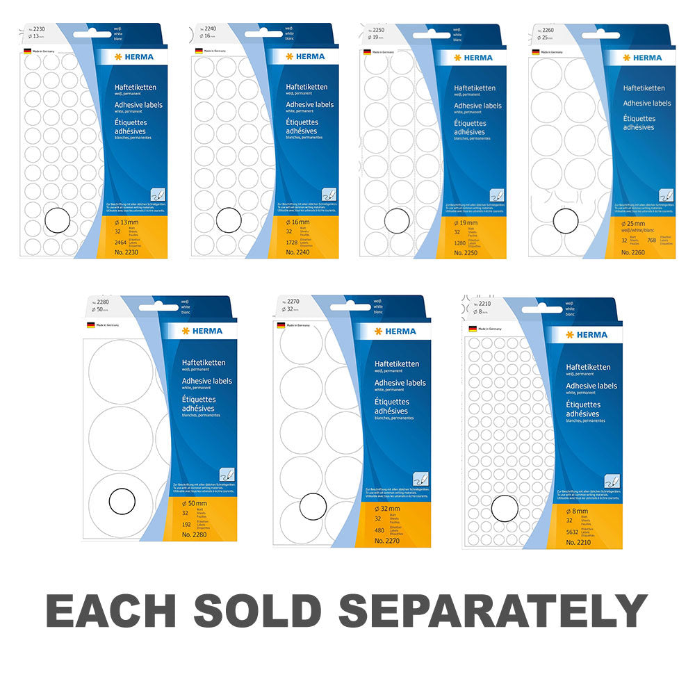 Herma Multi-Purpose Adhesive Dot Labels (White)13mm