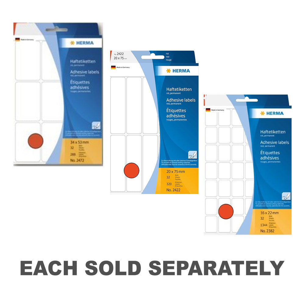 Herma Multipurpose Labels (Red)16x22mm