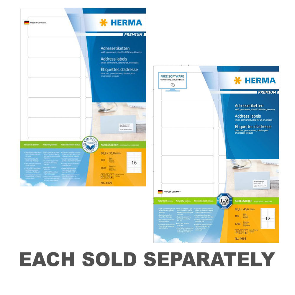 Herma Premium Address Labels A4 88.9mm 100pc88.9x33.8mm
