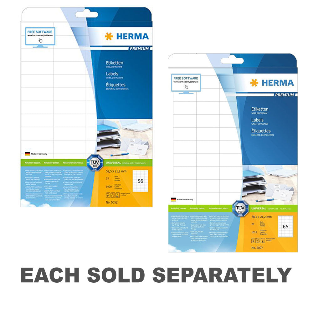 Herma Premium Labels A4 21.2mm 25pc21.2x52.5mm