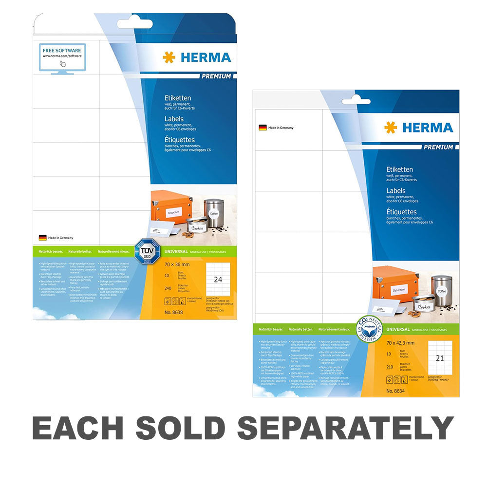 Herma Premium Labels A4 70mm 10pc70x36mm