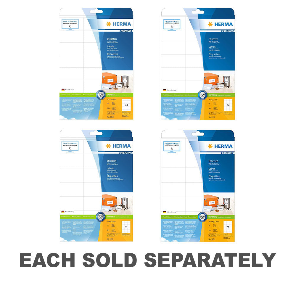Herma Premium Labels A4 70mm 25pc70x36mm