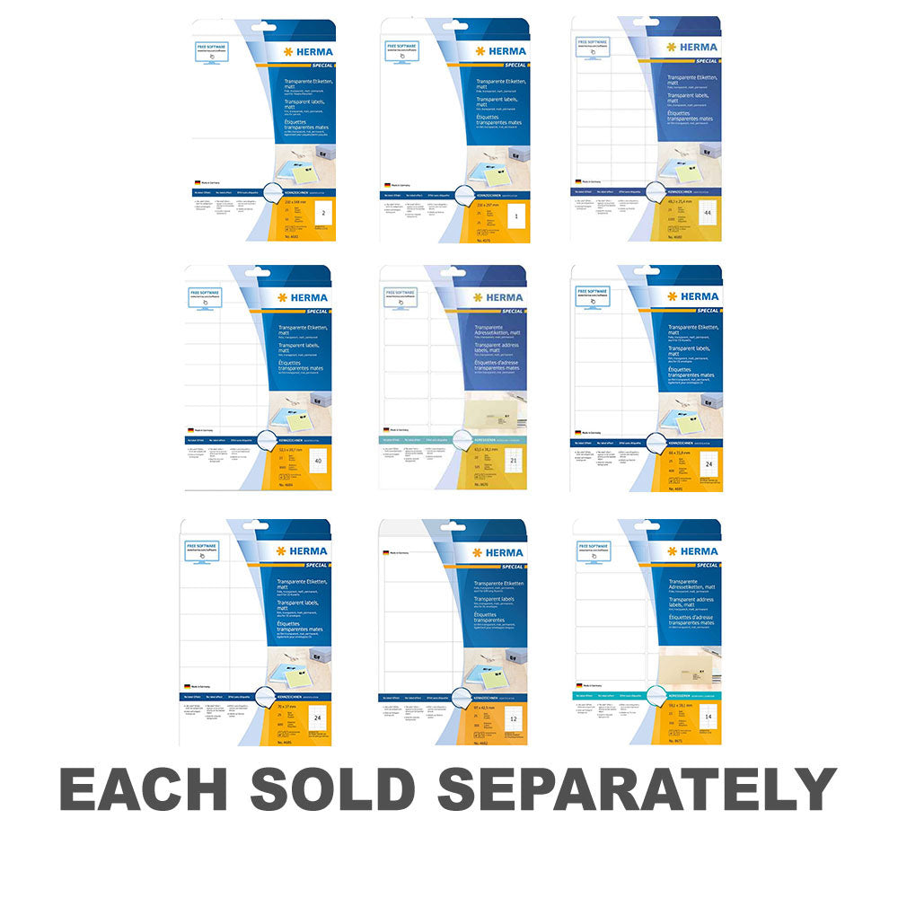 Herma Transparent Matte Labels A4 25pc210x148mm