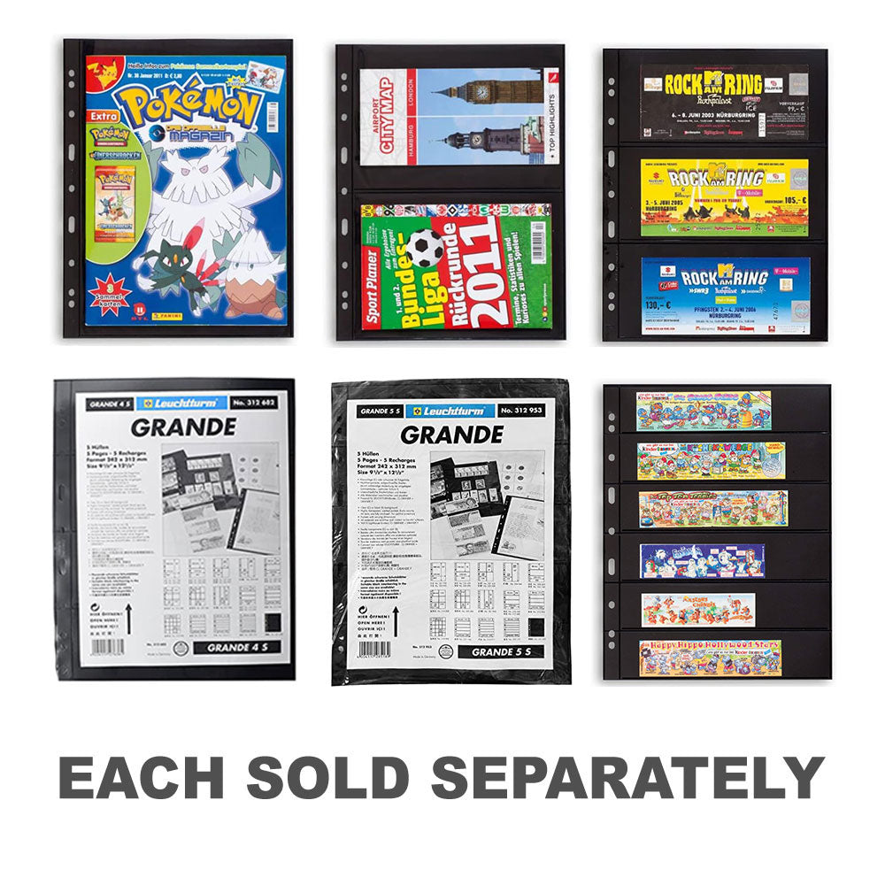 Leuchtturm Grande Plastic Pocket Sheets 5pk (Black)1S