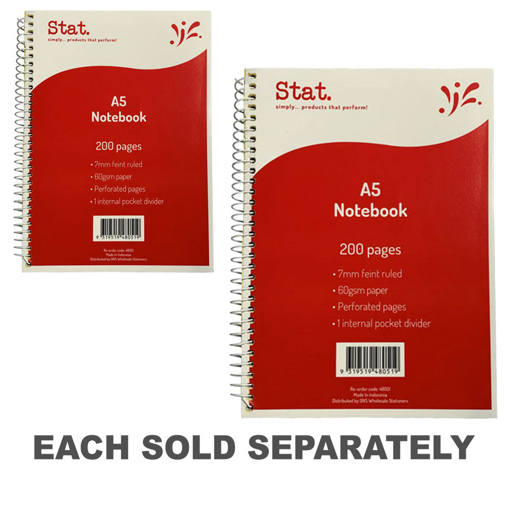 Stat Ruling 60gsm A4 200pg Notebook 7mm (Red)1pc