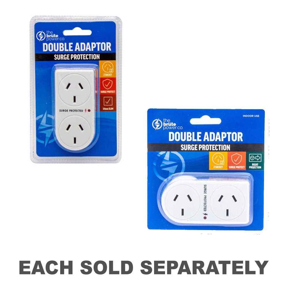 TBPC w/ Surge Protection Double Adaptor (White)Flat Right